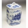 Aa Importing AA Importing 59792 Blue & White Square Jar with Lid 59792